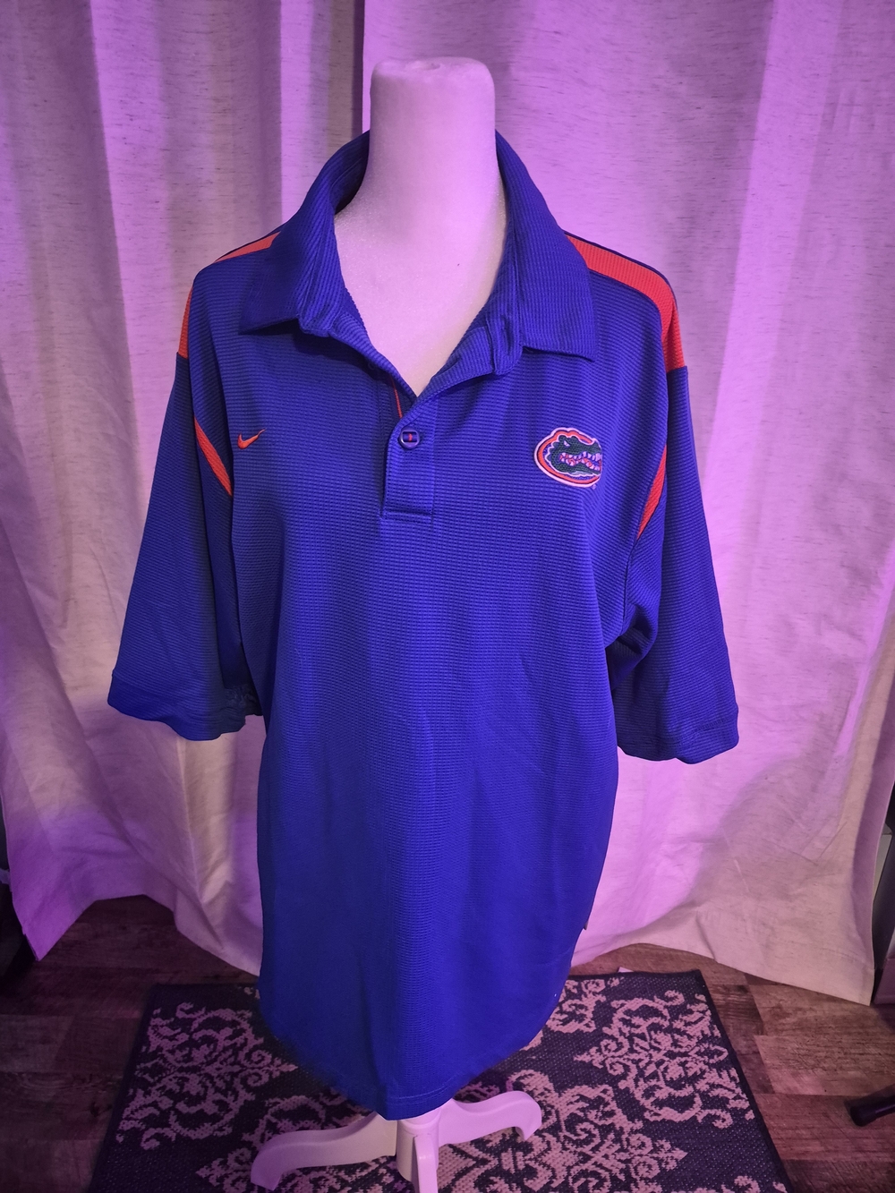 Nike Team Florida Gators Dri-Fit Blue Orange Short Sleeve Polo Shirt L